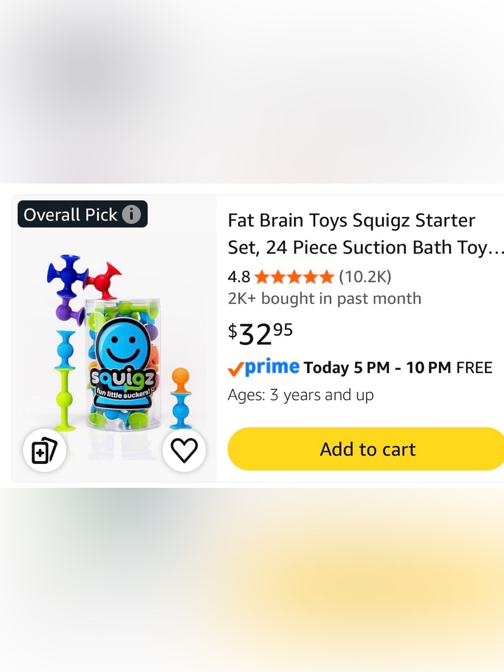 Fat Brain Toys Squigz 24 PCs Set - Multicolor Suction Building Toys | 3+ Yrs